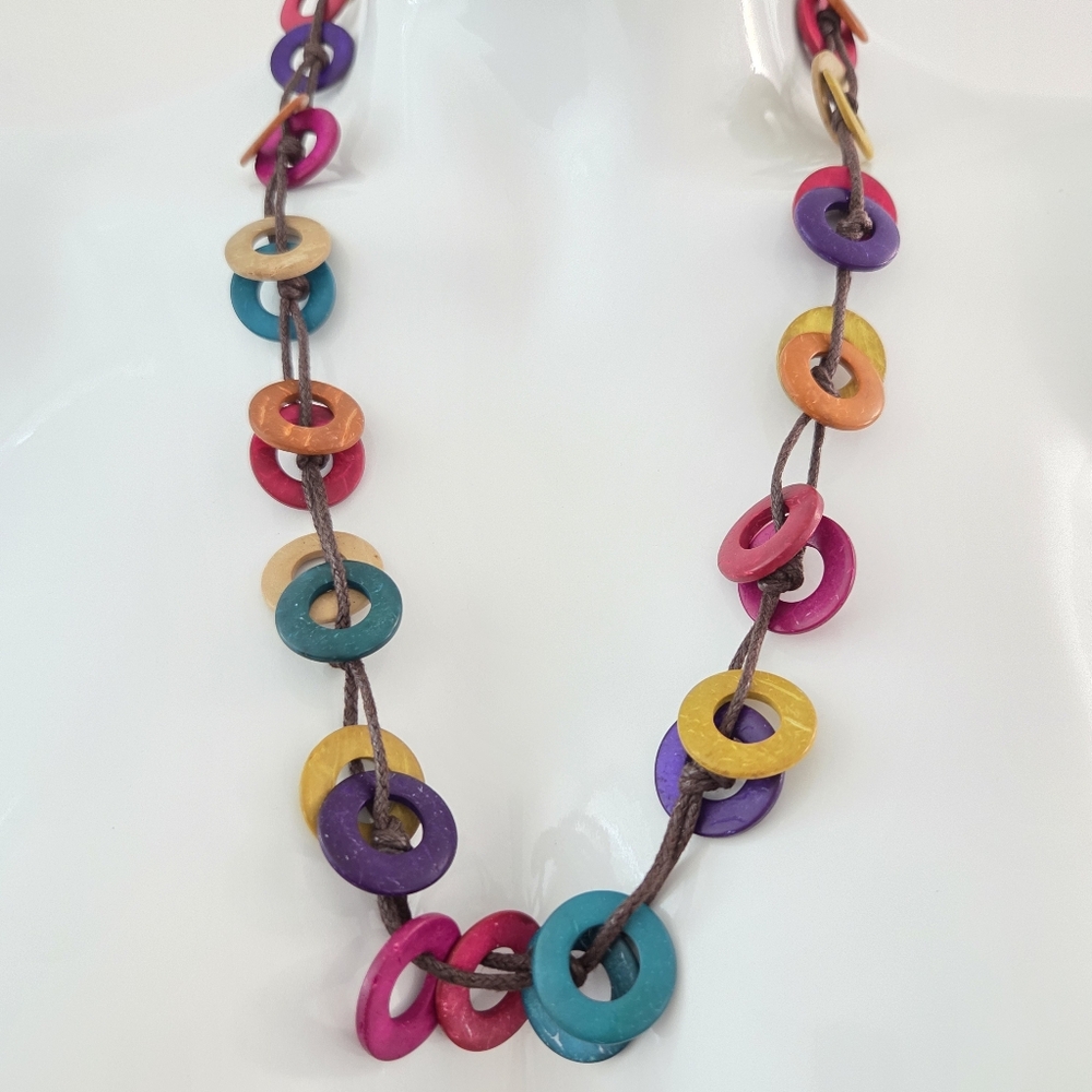 Paparazzi Accesories Boho Multi Color Wooden Discs Necklace & Earring Set - Picture 9 of 16